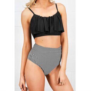 CUPSHE Women's High Waisted Falbala Bikini Bathing Suit Set